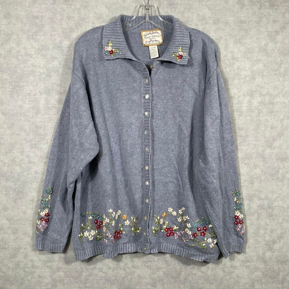 Vintage grandma core cottagecore floral embroidered cardigan